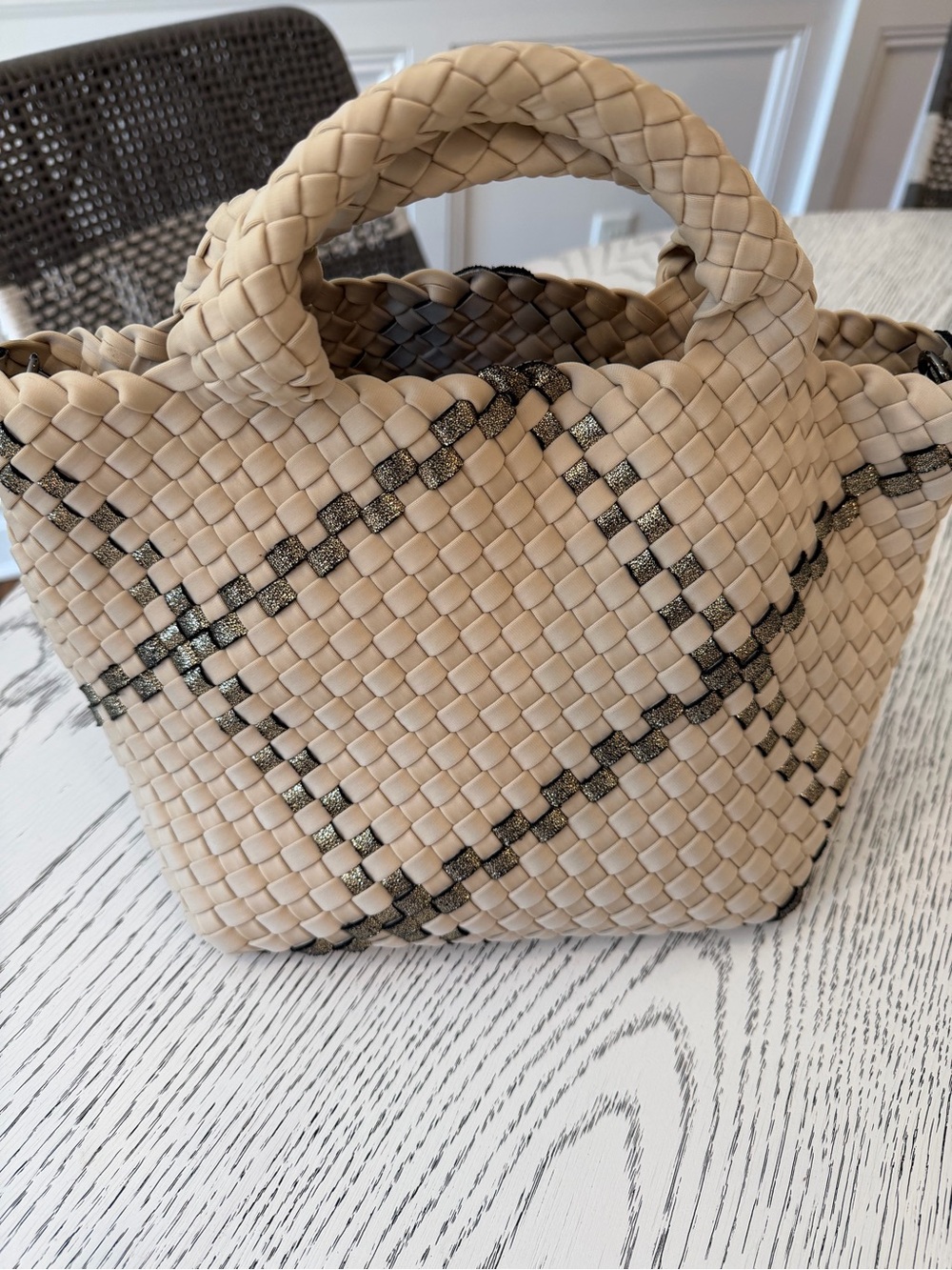 St. Barth's Moonlit Plaid Woven Mini Tote